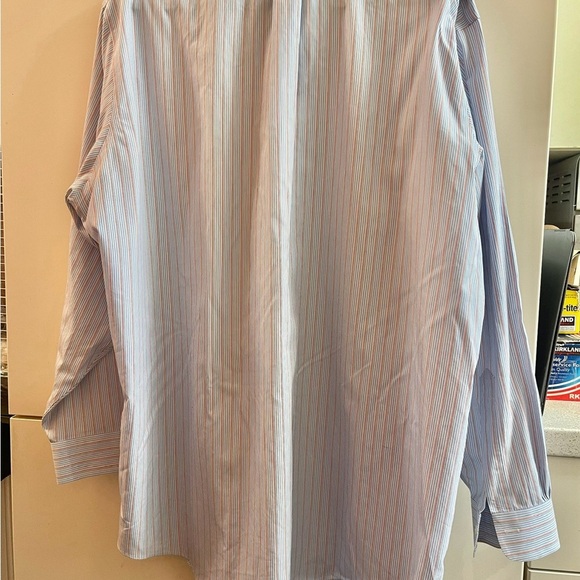 Brooks Brothers Polo Shirt Mens 18-35 Blue White Pink Stripe Non Iron Cotton - Picture 3 of 8